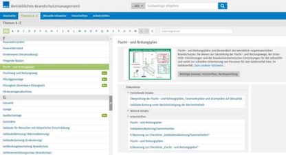 Fluchtplan24.de - Betriebliches Brandschutzmanagement Software: Screenshot der Themen-Übersichtsseite